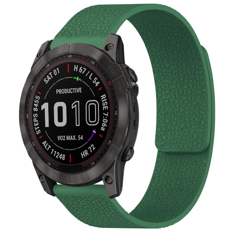 For Garmin Fenix 8/7X/6X/5X 26mm xDfind Litchi Texture Magnetic Silicone Watch Band
