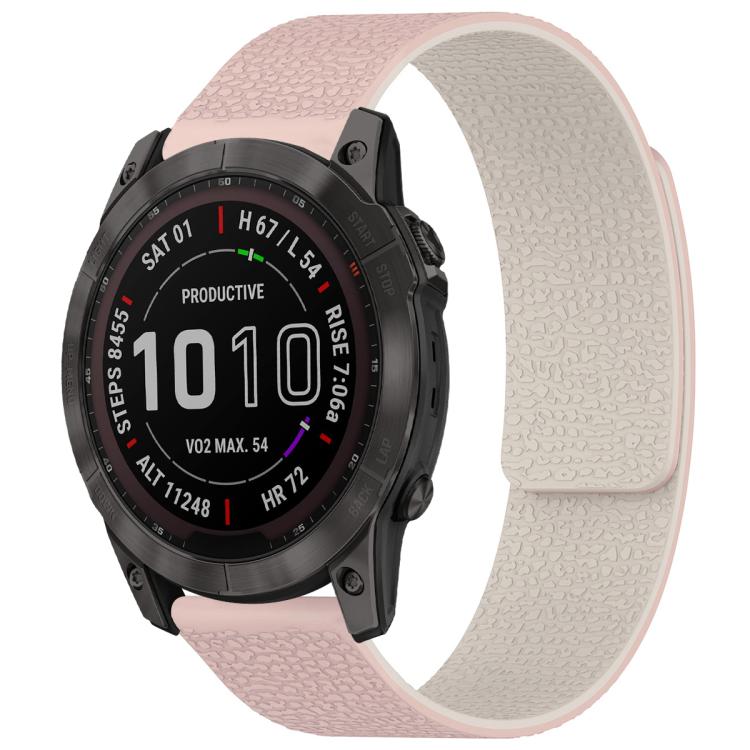 For Garmin Fenix 8/7X/6X/5X 26mm xDfind Litchi Texture Magnetic Silicone Watch Band