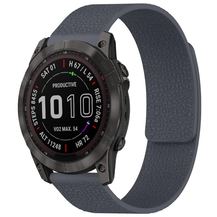 For Garmin Fenix 8/7X/6X/5X 26mm xDfind Litchi Texture Magnetic Silicone Watch Band