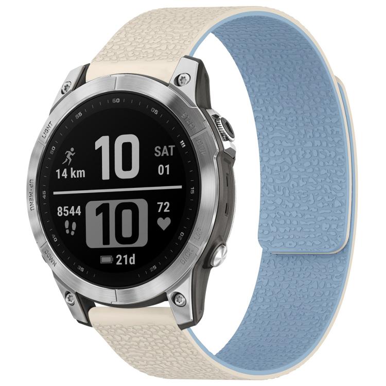 For Garmin Fenix 8/7/6/5 22mm xDfind Litchi Texture Magnetic Silicone Watch Band