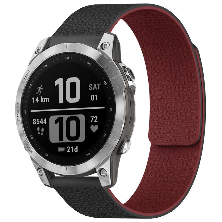 For Garmin Fenix 8/7/6/5 22mm xDfind Litchi Texture Magnetic Silicone Watch Band