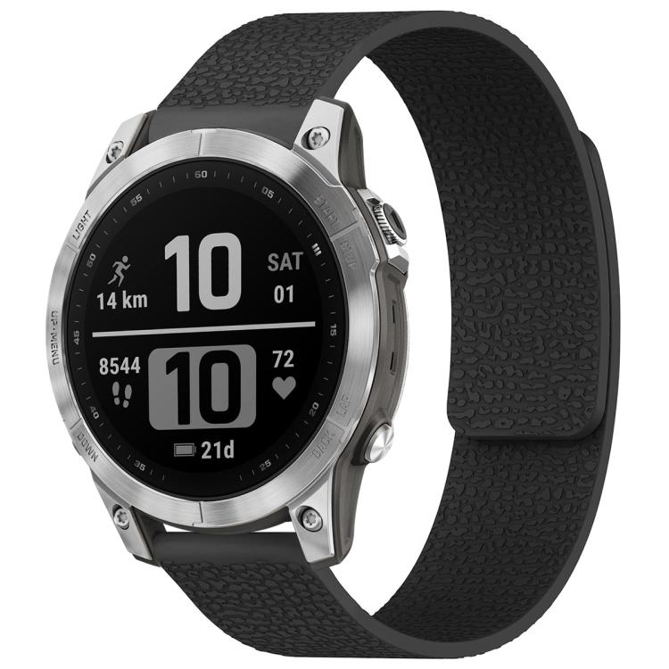 For Garmin Fenix 8/7/6/5 22mm xDfind Litchi Texture Magnetic Silicone Watch Band