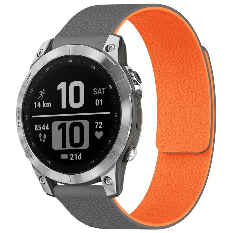For Garmin Fenix 8/7/6/5 22mm xDfind Litchi Texture Magnetic Silicone Watch Band