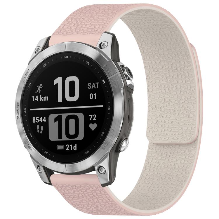 For Garmin Fenix 8/7/6/5 22mm xDfind Litchi Texture Magnetic Silicone Watch Band