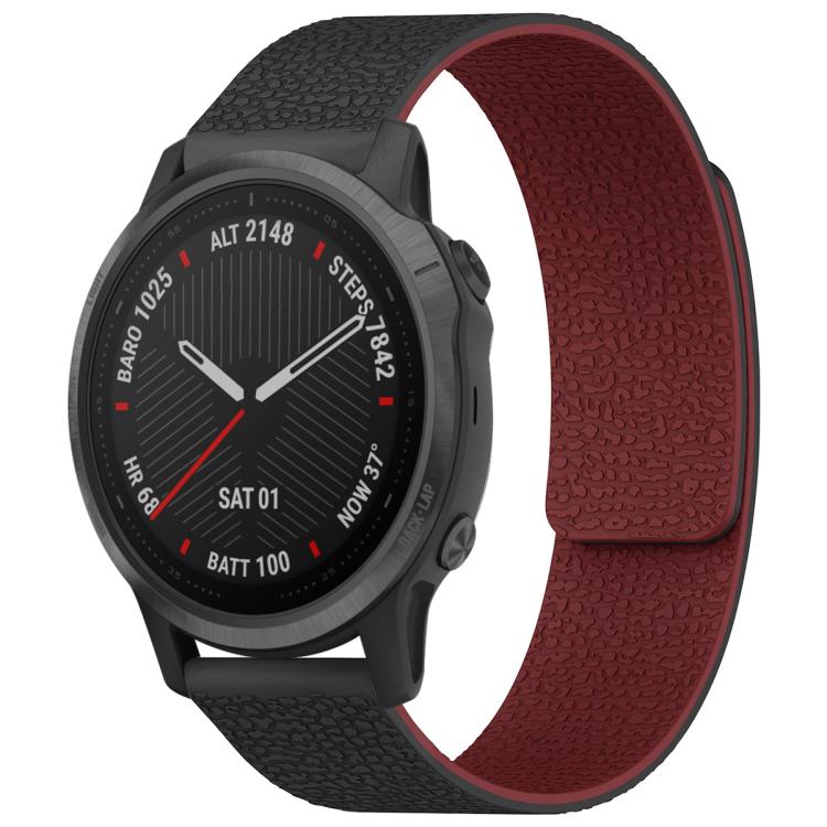 For Garmin Fenix 8/7S/6S/5S 20mm xDfind Litchi Texture Magnetic Silicone Watch Band
