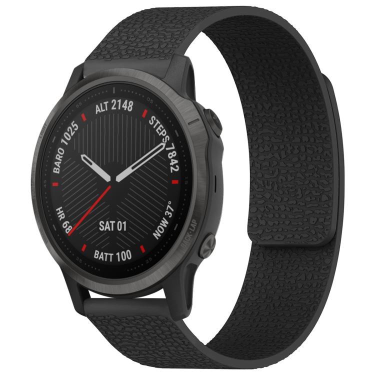 For Garmin Fenix 8/7S/6S/5S 20mm xDfind Litchi Texture Magnetic Silicone Watch Band
