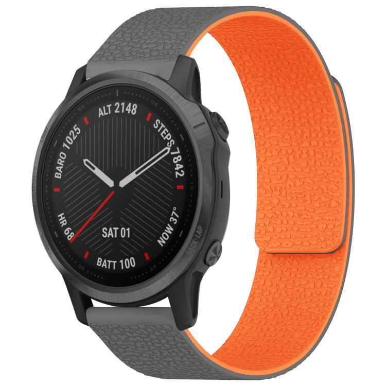For Garmin Fenix 8/7S/6S/5S 20mm xDfind Litchi Texture Magnetic Silicone Watch Band