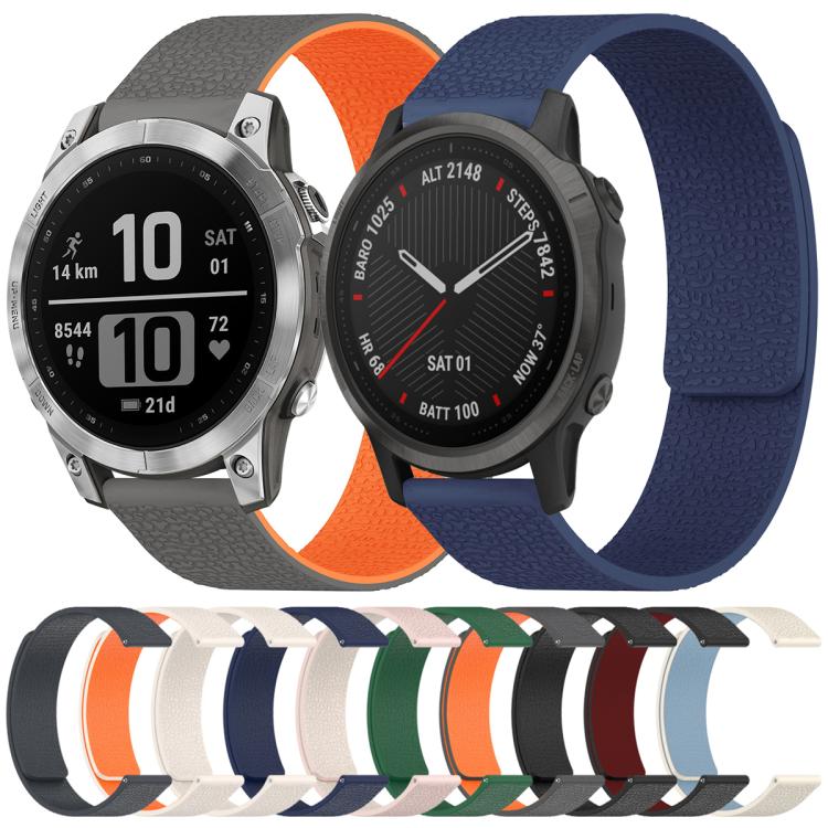 For Garmin Fenix 8/7S/6S/5S 20mm xDfind Litchi Texture Magnetic Silicone Watch Band