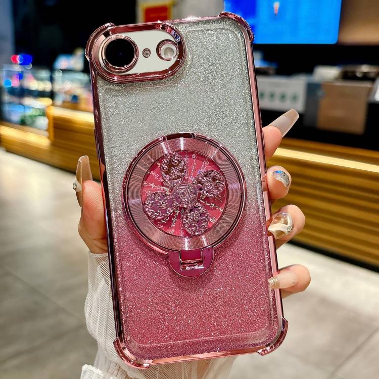 For iPhone 17e / 16e Gradient Glitter Spinning Top Holder Phone Case