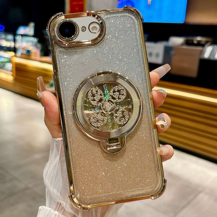 For iPhone 17e / 16e Gradient Glitter Spinning Top Holder Phone Case