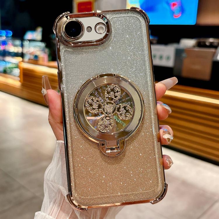 For iPhone 17e / 16e Gradient Glitter Spinning Top Holder Phone Case