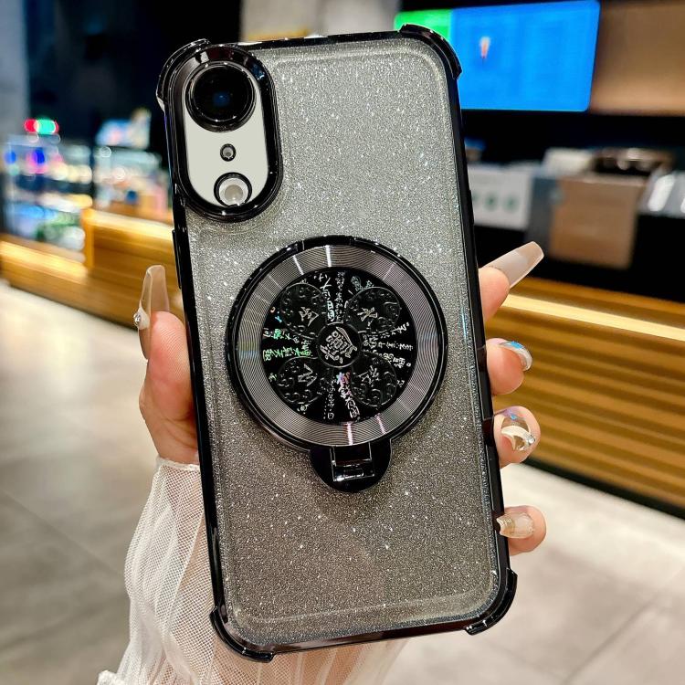 For iPhone XR Gradient Glitter Spinning Top Holder Phone Case