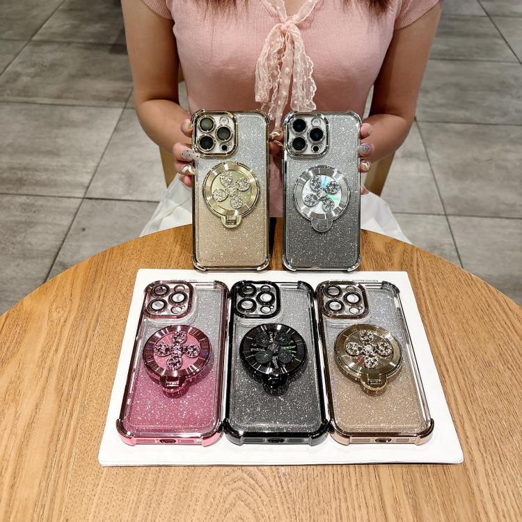 For iPhone 13 Pro Gradient Glitter Spinning Top Holder Phone Case