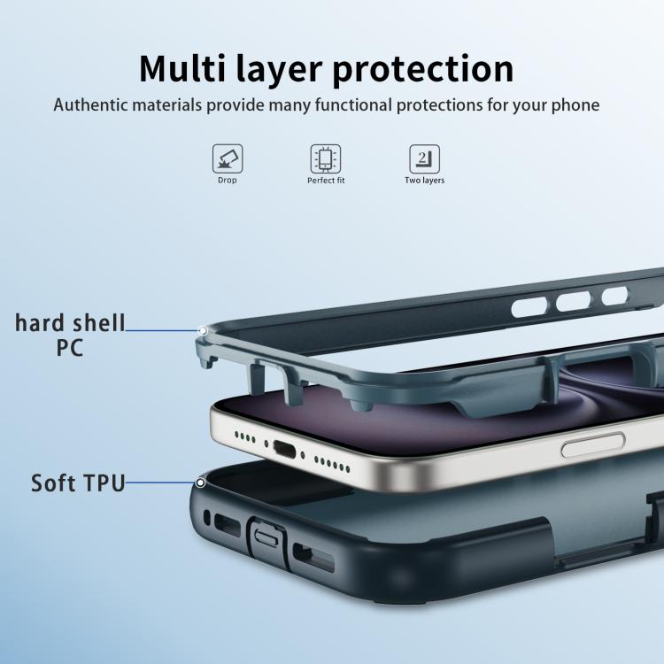 For iPhone 16 Defend Rugged Gear Holder MagSafe Phone Case
