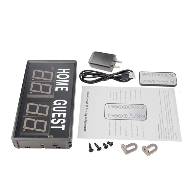 KYX--0014 LED Portable Electronic Scoreboard Remote Control Sports Game Score Record, Plug:US Plug - Black