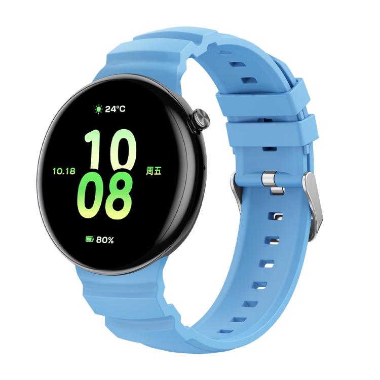 For Honor Watch Fit Ocean Two Color Dual-Row Hole Silver Buckle Silicone Watch Band