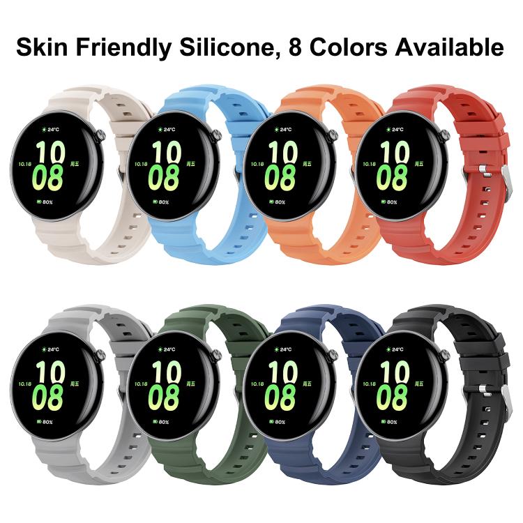 For Honor Watch Fit Ocean Two Color Dual-Row Hole Silver Buckle Silicone Watch Band