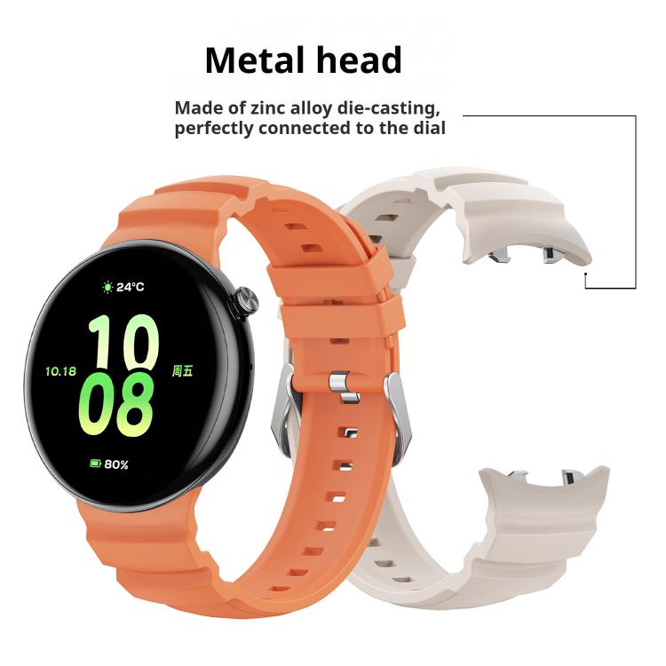 For Honor Watch Fit Ocean Two Color Dual-Row Hole Silver Buckle Silicone Watch Band