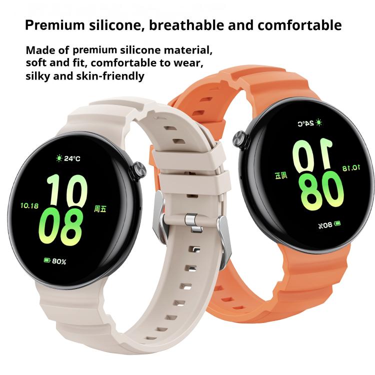 For Honor Watch Fit Ocean Two Color Dual-Row Hole Silver Buckle Silicone Watch Band