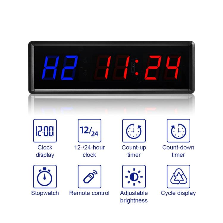 KYX--0015 1.5 inch 6-digit Cycle Interval Fitness Exercise Multi-function Timer, Plug:UK Plug - Black