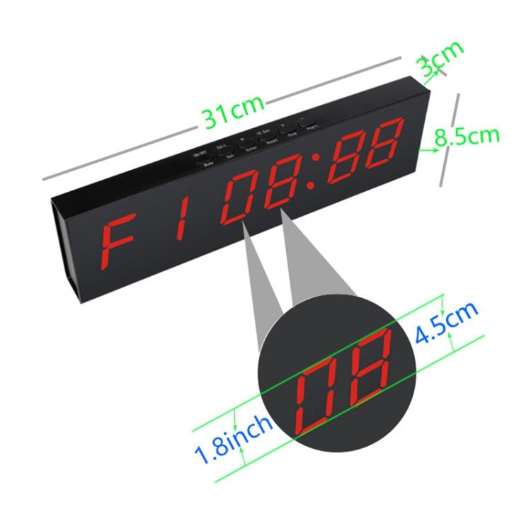 KYX--0018 Plastic Shell 1.8 inch 6-digit LED Sports Fitness Multi-function Timer, Plug:AU Plug - Black