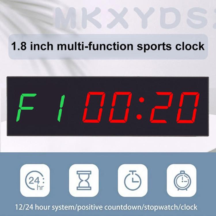 KYX--0018 Plastic Shell 1.8 inch 6-digit LED Sports Fitness Multi-function Timer, Plug:US Plug - Black