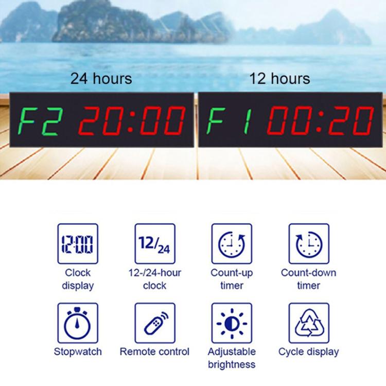 KYX--0018 Plastic Shell 1.8 inch 6-digit LED Sports Fitness Multi-function Timer, Plug:UK Plug - Black