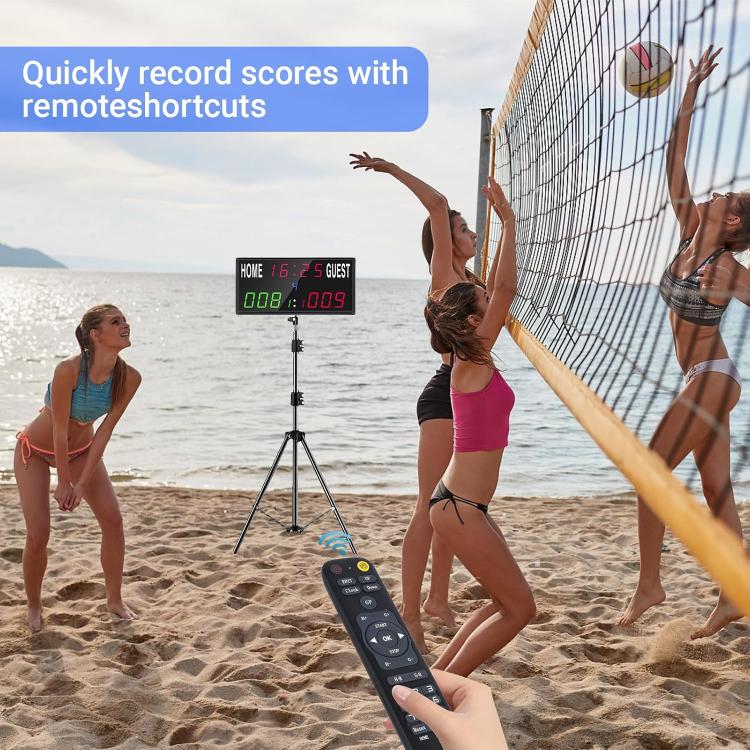 KYX--0030 13-digit LED Electronic Scoreboard Remote Control Multi-function Competition Timer, Plug:US Plug - Black