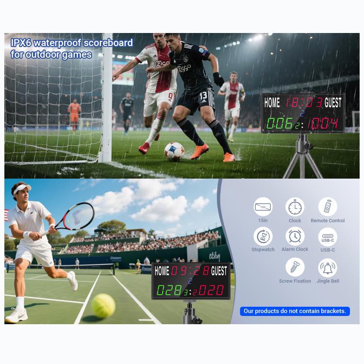 KYX--0030 13-digit LED Electronic Scoreboard Remote Control Multi-function Competition Timer, Plug:US Plug - Black