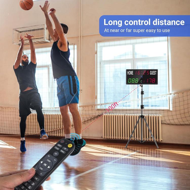 KYX--0030 13-digit LED Electronic Scoreboard Remote Control Multi-function Competition Timer, Plug:US Plug - Black