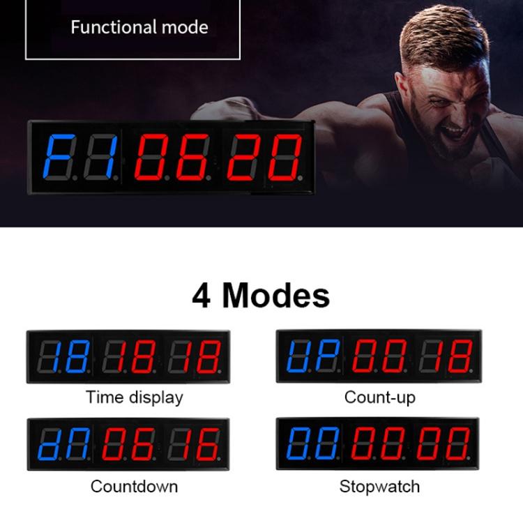 KYX--0040 4 inch 6-digit LED Sports Fitness Multi-function Timer, Plug:US Plug - Black