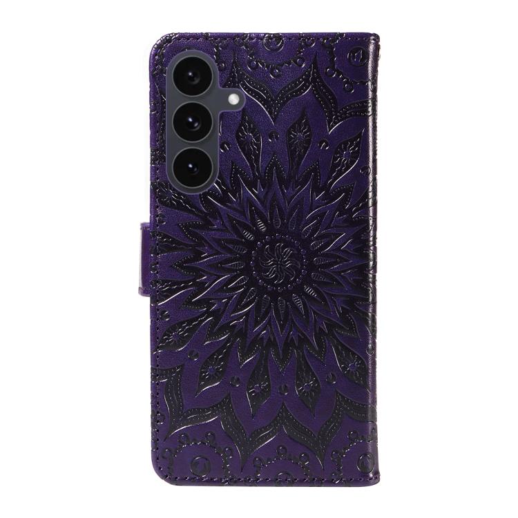 For Galaxy S25 FE 5G Embossed Sunflower Pattern Flip Leather Phone Case