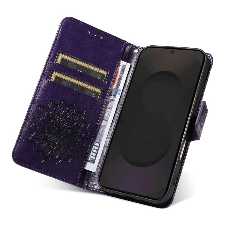 For Galaxy S25 FE 5G Embossed Sunflower Pattern Flip Leather Phone Case