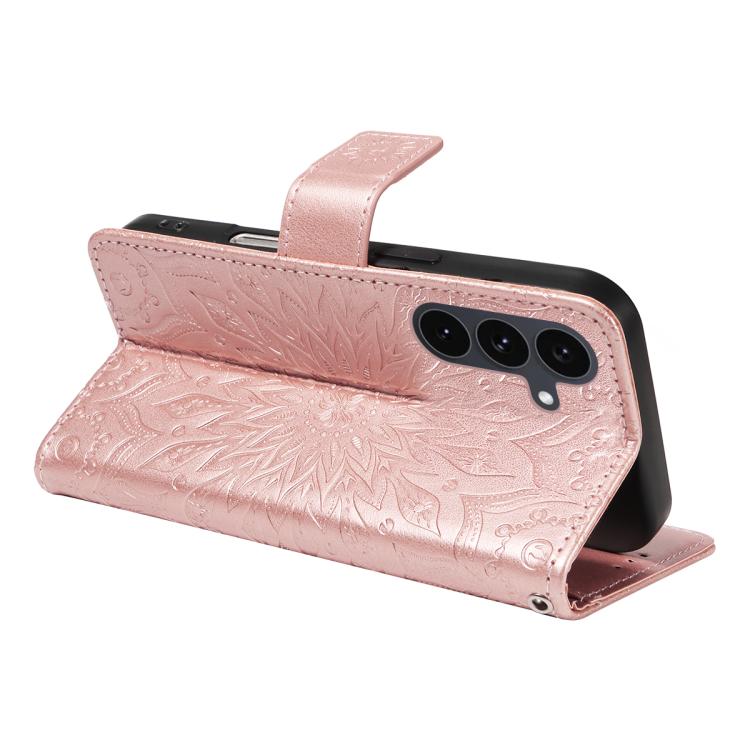 For Galaxy S25 FE 5G Embossed Sunflower Pattern Flip Leather Phone Case