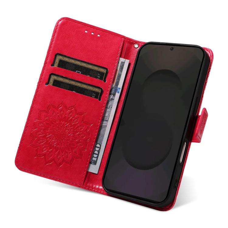 For Galaxy S25 FE 5G Embossed Sunflower Pattern Flip Leather Phone Case