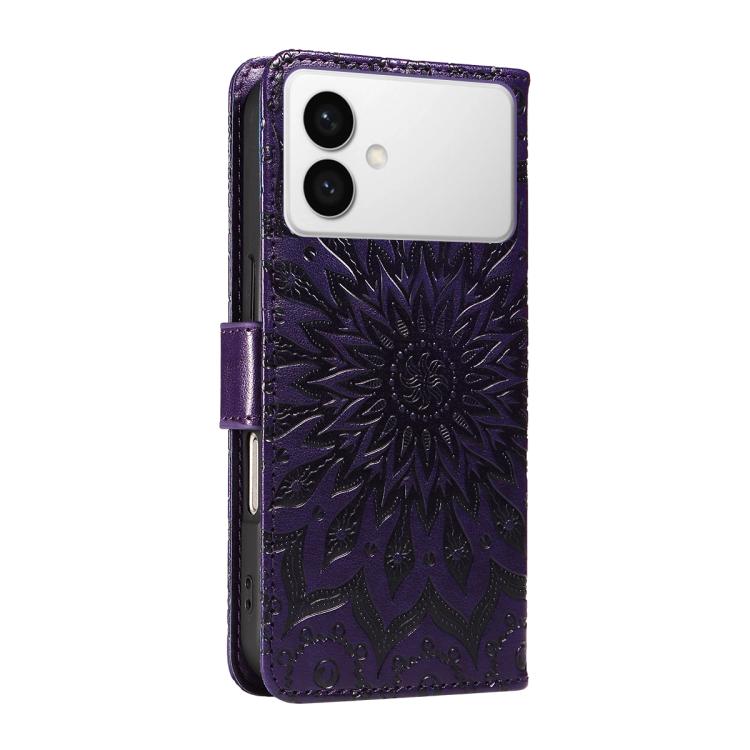 For Galaxy S26 Edge 5G Embossed Sunflower Pattern Flip Leather Phone Case