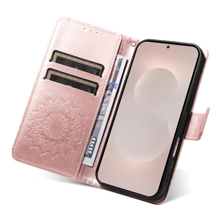 For Galaxy S26 Edge 5G Embossed Sunflower Pattern Flip Leather Phone Case