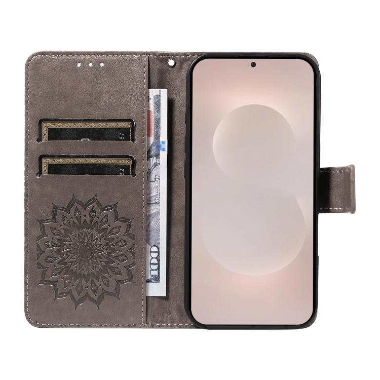 For Galaxy S26 Edge 5G Embossed Sunflower Pattern Flip Leather Phone Case