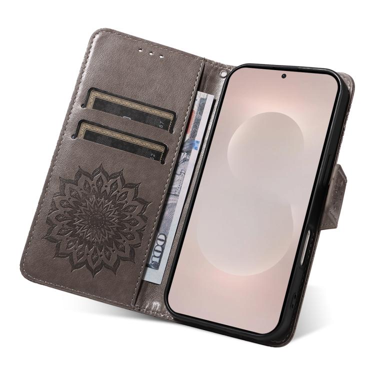For Galaxy S26 Edge 5G Embossed Sunflower Pattern Flip Leather Phone Case