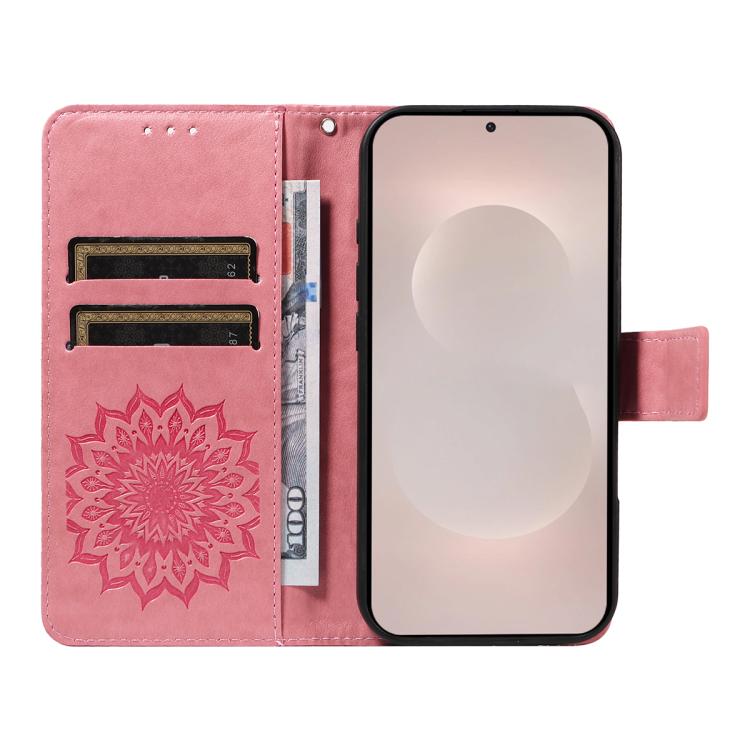 For Galaxy S26 Edge 5G Embossed Sunflower Pattern Flip Leather Phone Case
