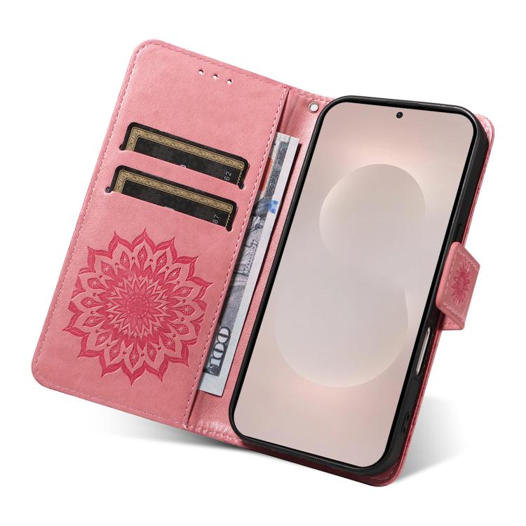 For Galaxy S26 Edge 5G Embossed Sunflower Pattern Flip Leather Phone Case