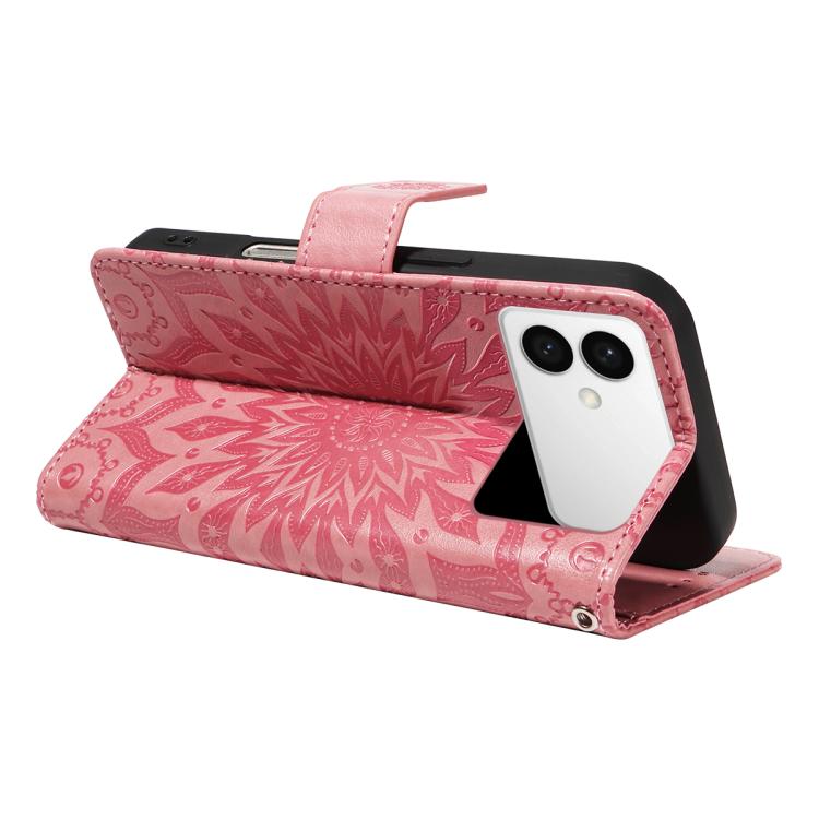 For Galaxy S26 Edge 5G Embossed Sunflower Pattern Flip Leather Phone Case