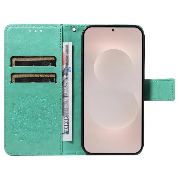 For Galaxy S26 Edge 5G Embossed Sunflower Pattern Flip Leather Phone Case