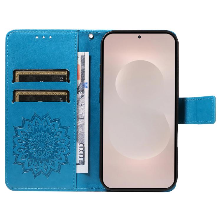 For Galaxy S26 Edge 5G Embossed Sunflower Pattern Flip Leather Phone Case