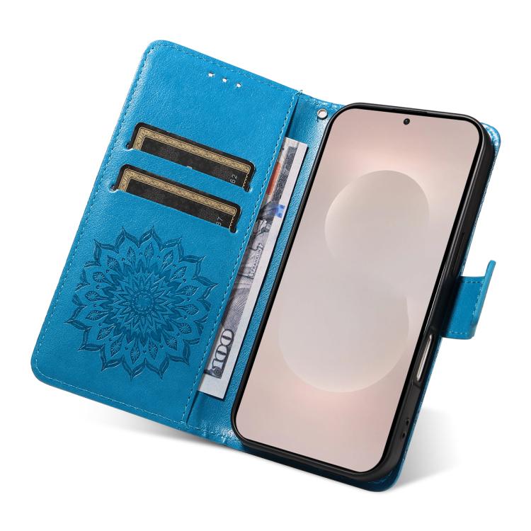 For Galaxy S26 Edge 5G Embossed Sunflower Pattern Flip Leather Phone Case