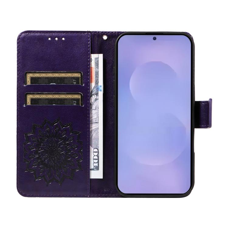 For Galaxy S26 5G Embossed Sunflower Pattern Flip Leather Phone Case