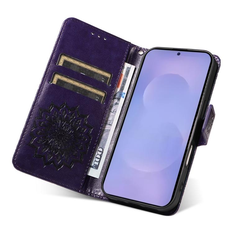 For Galaxy S26 5G Embossed Sunflower Pattern Flip Leather Phone Case