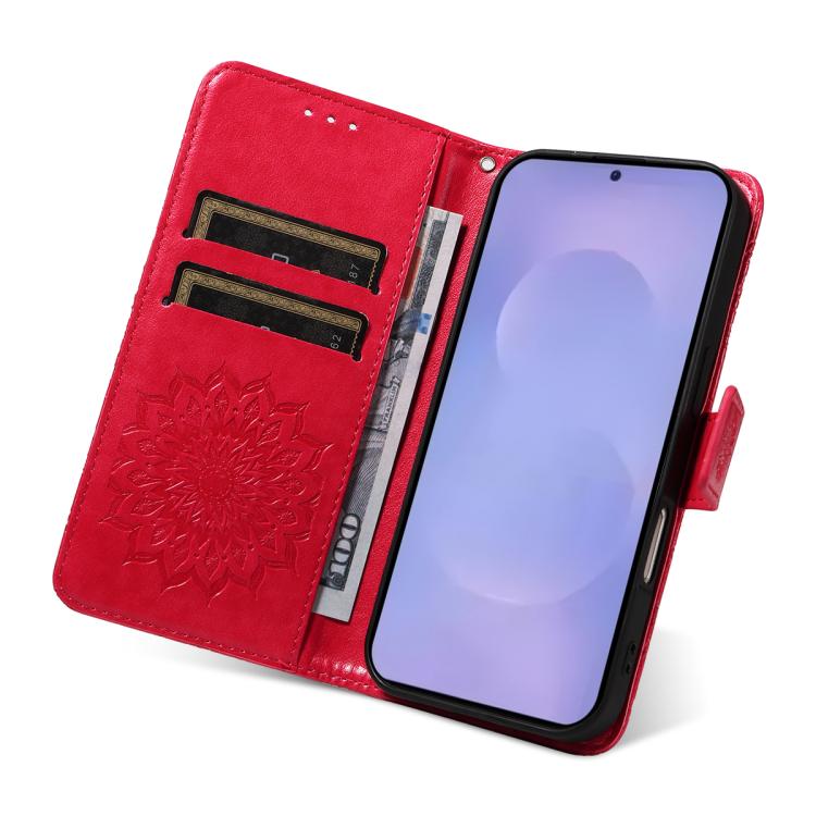 For Galaxy S26 5G Embossed Sunflower Pattern Flip Leather Phone Case