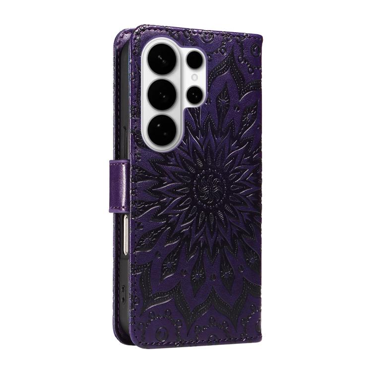 For Galaxy S26 Ultra 5G Embossed Sunflower Pattern Flip Leather Phone Case