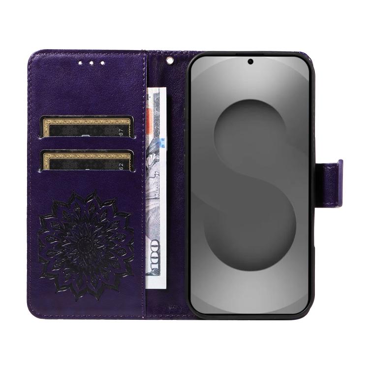 For Galaxy S26 Ultra 5G Embossed Sunflower Pattern Flip Leather Phone Case